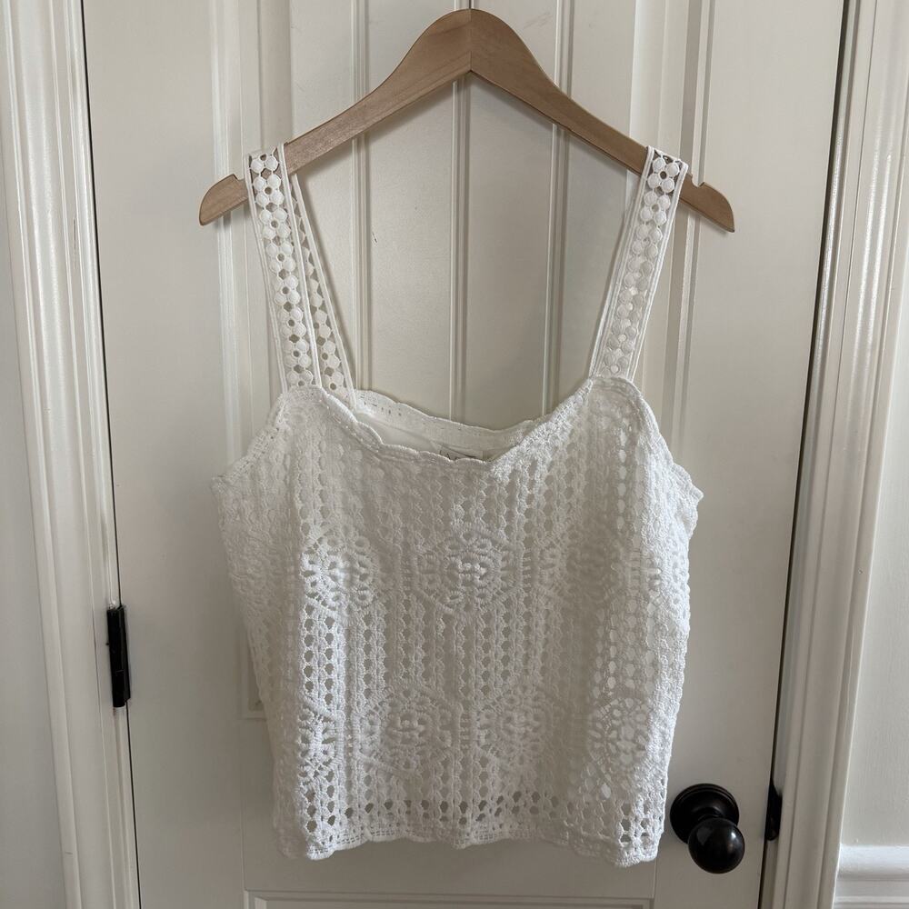 NWT La Blanca Resort Wear Waverly Covers Over The Shoulder Tank Top Ivory Size L - Picture 6 of 10